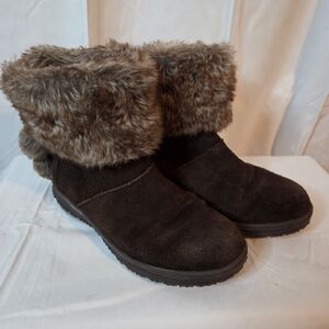 Minnetonka Women's Leather Boot Faux Fur Lined Boots - Brown Size 6